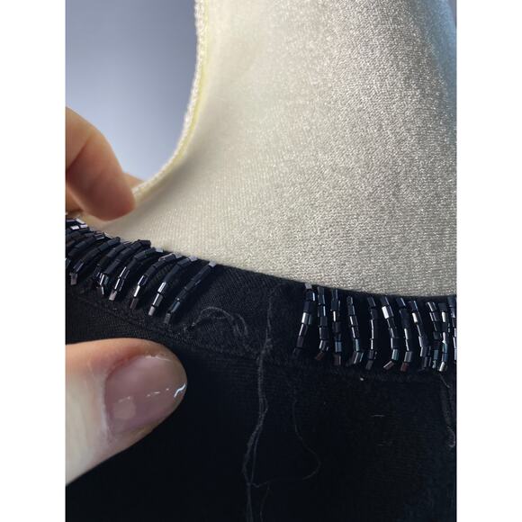 Kenar, Size Medium, Black Beaded Ruffle Trim Sleeveless Top, Super Soft, Flaw - Picture 4 of 7